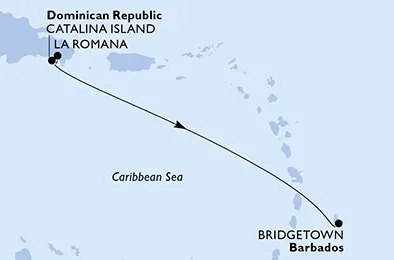 Route 3 Nächte Karibik ab La Romana/Dom. Republik bis Bridgetown