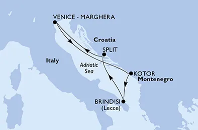 Route 5 Nächte Mittelmeer ab/bis Venedig