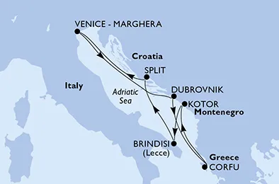 Route 7 Nächte Mittelmeer ab/bis Split