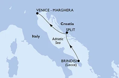 Route 2 Nächte Mittelmeer ab Brindisi bis Venedig