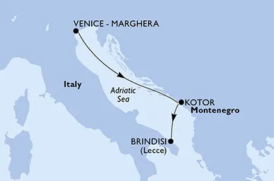 Route 3 Nächte Mittelmeer ab Venedig bis Brindisi