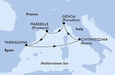 Route 5 Nächte Mittelmeer ab/bis Genua