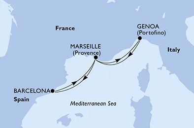 Route 4 Nächte Mittelmeer ab/bis Barcelona