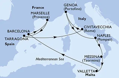 Route 10 Nächte Mittelmeer ab/bis Marseille