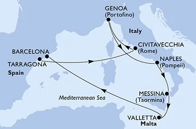 Route 8 Nächte Mittelmeer ab Tarragona bis Barcelona
