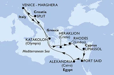 Route 11 Nächte Mittelmeer ab/bis Venedig
