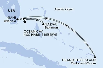 Route 6 Nächte Karibik ab/bis Miami