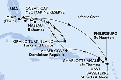 Route 14 Nächte Karibik ab Miami bis Nassau
