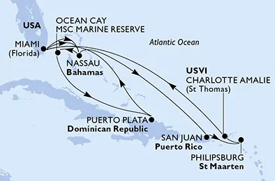 Route 14 Nächte Karibik ab Miami bis Charlotte Amalie