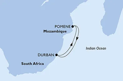Route 4 Nächte Afrika ab/bis Durban