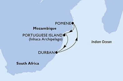 Route 5 Nächte Afrika ab/bis Durban