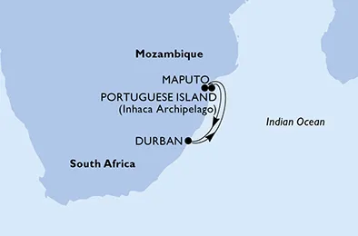 Route 4 Nächte Afrika ab/bis Durban