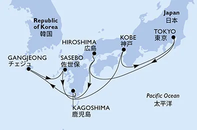 Route 10 Nächte Asien ab/bis Tokyo