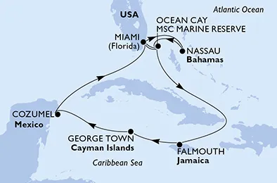 Route 11 Nächte Karibik ab Miami bis Ocean Cay - MSC Marine Reserve