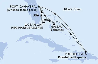 Route 11 Nächte Karibik ab Port Canaveral bis Ocean Cay - MSC Marine Reserve