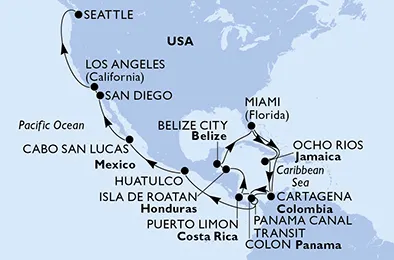 Route 29 Nächte Positionierungsfahrten ab Miami bis Seattle