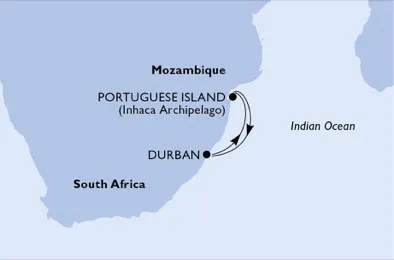 Route 3 Nächte Afrika ab/bis Durban