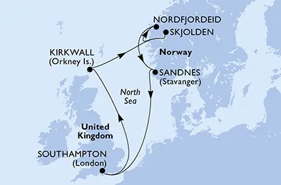 Route 7 Nächte Nordeuropa ab/bis Southampton