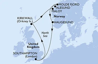 Route 8 Nächte Nordeuropa ab/bis Southampton