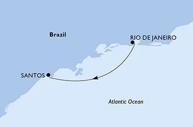 Route 1 Nacht Südamerika ab Rio De Janeiro bis Santos