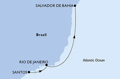 Route 3 Nächte Südamerika ab Santos bis Salvador