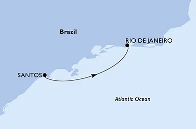 Route 1 Nacht Südamerika ab Santos bis Rio De Janeiro