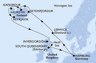 Route 12 Nächte Nordeuropa ab/bis Hamburg