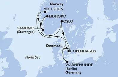 Route 7 Nächte Nordeuropa ab/bis Warnemünde