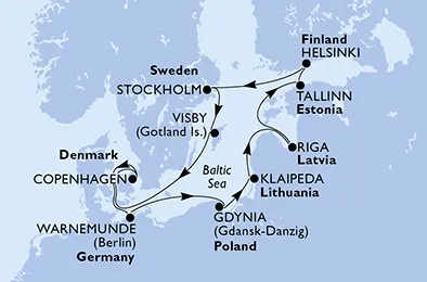 Route 11 Nächte Nordeuropa ab/bis Warnemünde