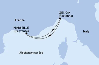 Route 2 Nächte Mittelmeer ab/bis Marseille