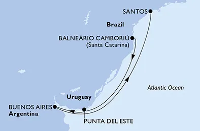 Route 6 Nächte Südamerika ab Balneário Camboriú bis Santos
