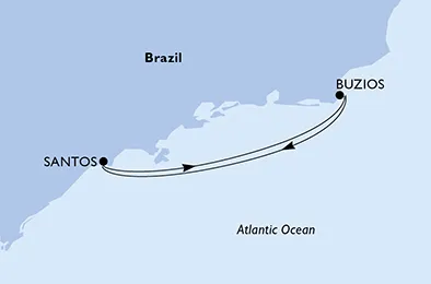 Route 3 Nächte Südamerika ab/bis Santos