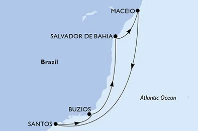 Route 7 Nächte Südamerika ab/bis Santos