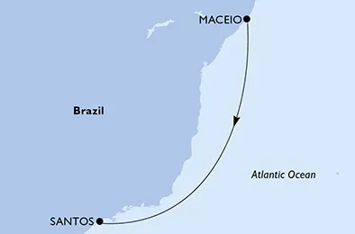 Route 3 Nächte Südamerika ab Maceió bis Santos