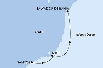 Route 3 Nächte Südamerika ab Santos bis Salvador