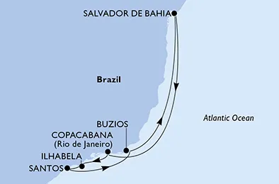 Route 7 Nächte Südamerika ab/bis Santos