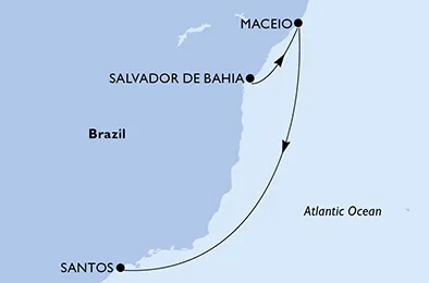 Route 4 Nächte Südamerika ab Salvador bis Santos