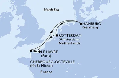 Route 6 Nächte Nordeuropa ab/bis Paris/Le Havre