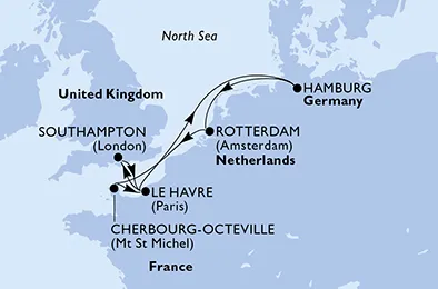 Route 8 Nächte Nordeuropa ab/bis Southampton