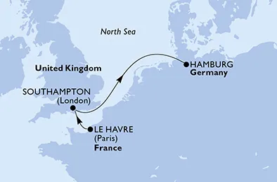 Route 3 Nächte Nordeuropa ab Paris/Le Havre bis Hamburg