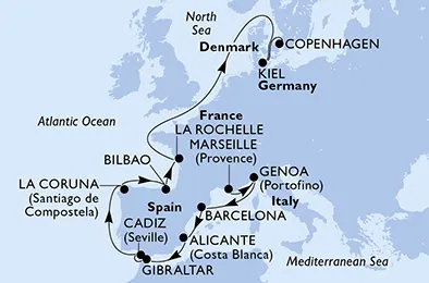 Route 14 Nächte Nordeuropa ab Marseille bis Kopenhagen