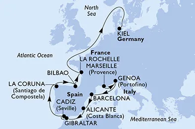 Route 13 Nächte Nordeuropa ab Marseille bis Kiel
