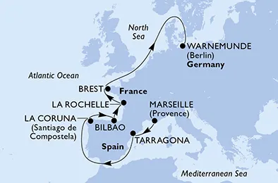 Route 10 Nächte Nordeuropa ab Marseille bis Warnemünde