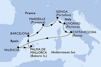 Route 8 Nächte Mittelmeer ab/bis Valencia