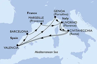 Route 12 Nächte Mittelmeer ab/bis Genua