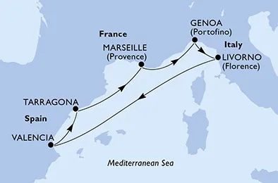 Route 6 Nächte Mittelmeer ab/bis Valencia