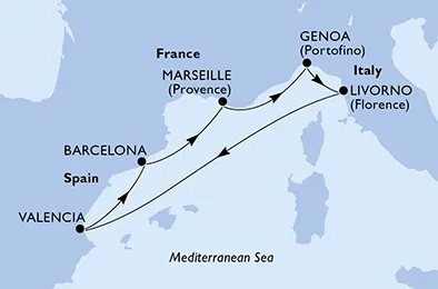 Route 6 Nächte Mittelmeer ab/bis Valencia