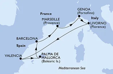 Route 7 Nächte Mittelmeer ab/bis Barcelona