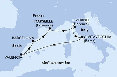 Route 6 Nächte Mittelmeer ab/bis Valencia