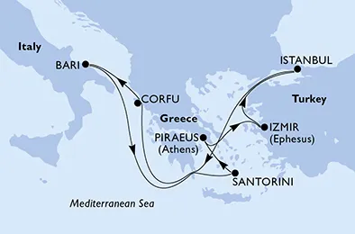 Route 8 Nächte Mittelmeer ab/bis Piräus (Athen)